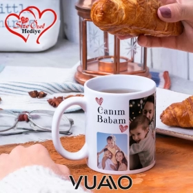 Babalar Gününe Özel İsimli ve Fotoğraflı Kupa Bardak