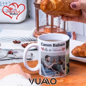 Babalar Gününe Özel İsimli ve Fotoğraflı Kupa Bardak
