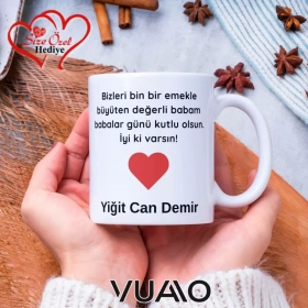 Babalar Gününe Özel İsimli ve Fotoğraflı Kupa Bardak