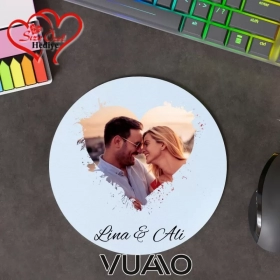 Kişiye Özel Fotoğraflı ve İsimli Yuvarlak Mouse Pad
