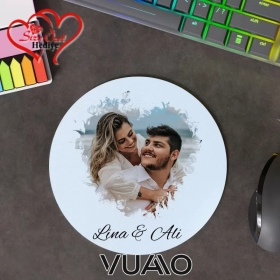 Kişiye Özel Fotoğraflı ve İsimli Yuvarlak Mouse Pad