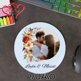 Kişiye Özel Fotoğraflı ve İsimli Yuvarlak Mouse Pad