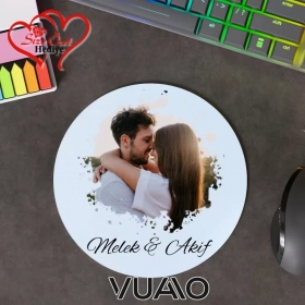 Kişiye Özel Fotoğraflı ve İsimli Yuvarlak Mouse Pad