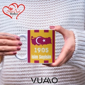 Kişiye Özel İsimli Sarı Kırmızı Temalı Kupa Bardak