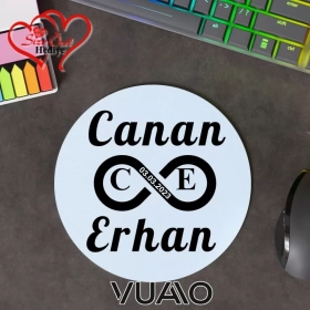 Kişiye Özel İsimli, Tarihli ve Sonsuzluk Yuvarlak Mouse Pad