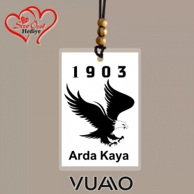 Kişiye Özel İsimli ve 1903 Kartal Temalı Araba Hediyesi Araba Süsü - Dikiz Aynası Süsü - Siyah Beyaz