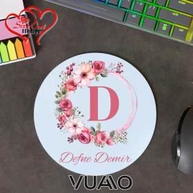 Kişiye Özel İsimli ve Harfli Yuvarlak Mouse Pad