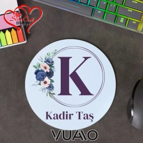 Kişiye Özel İsimli ve Harfli Yuvarlak Mouse Pad