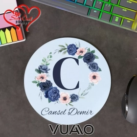 Kişiye Özel İsimli ve Harfli Yuvarlak Mouse Pad