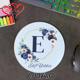 Kişiye Özel İsimli ve Harfli Yuvarlak Mouse Pad