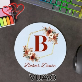 Kişiye Özel İsimli ve Harfli Yuvarlak Mouse Pad