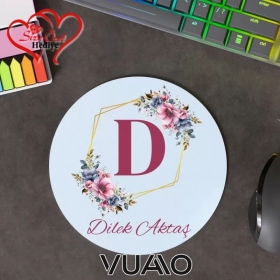 Kişiye Özel İsimli ve Harfli Yuvarlak Mouse Pad