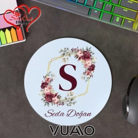Kişiye Özel İsimli ve Harfli Yuvarlak Mouse Pad