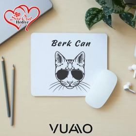 Kişiye Özel İsimli ve Kedi Temalı Mouse Pad