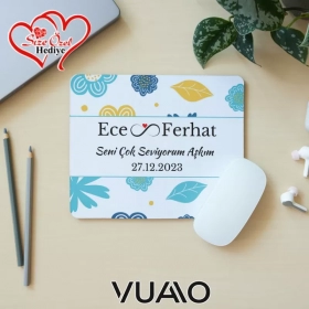 Kişiye Özel İsimli ve Tarihli Desenli Mouse Pad