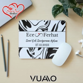 Kişiye Özel İsimli ve Tarihli Desenli Mouse Pad