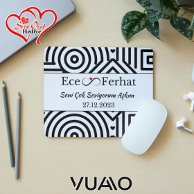 Kişiye Özel İsimli ve Tarihli Desenli Mouse Pad