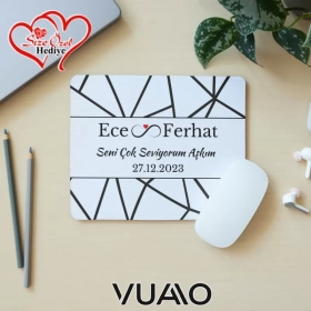 Kişiye Özel İsimli ve Tarihli Desenli Mouse Pad