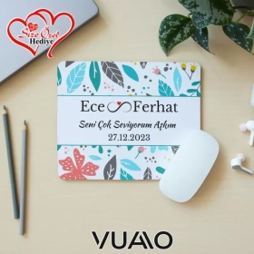 Kişiye Özel İsimli ve Tarihli Desenli Mouse Pad