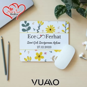 Kişiye Özel İsimli ve Tarihli Desenli Mouse Pad