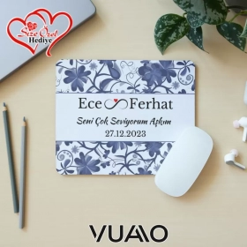 Kişiye Özel İsimli ve Tarihli Desenli Mouse Pad