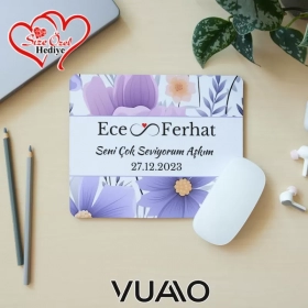 Kişiye Özel İsimli ve Tarihli Desenli Mouse Pad