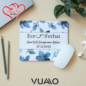 Kişiye Özel İsimli ve Tarihli Desenli Mouse Pad