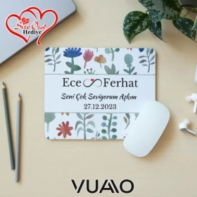 Kişiye Özel İsimli ve Tarihli Desenli Mouse Pad