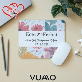Kişiye Özel İsimli ve Tarihli Desenli Mouse Pad