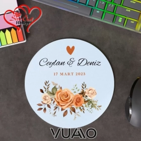 Kişiye Özel İsimli ve Tarihli Yuvarlak Mouse Pad