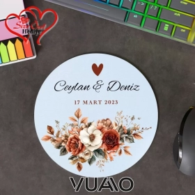 Kişiye Özel İsimli ve Tarihli Yuvarlak Mouse Pad