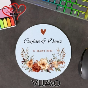 Kişiye Özel İsimli ve Tarihli Yuvarlak Mouse Pad