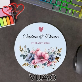 Kişiye Özel İsimli ve Tarihli Yuvarlak Mouse Pad