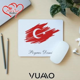 Kişiye Özel İsimli ve Türk Bayraklı Mouse Pad