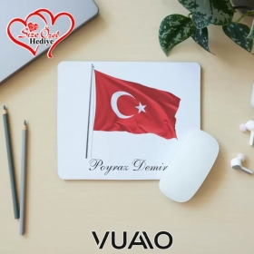 Kişiye Özel İsimli ve Türk Bayraklı Mouse Pad