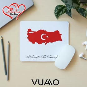 Kişiye Özel İsimli ve Türk Bayraklı Mouse Pad