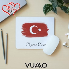Kişiye Özel İsimli ve Türk Bayraklı Mouse Pad