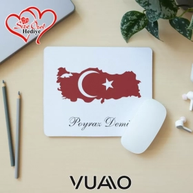 Kişiye Özel İsimli ve Türk Bayraklı Mouse Pad