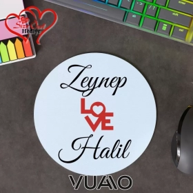 Kişiye Özel İsimli Yuvarlak Mouse Pad