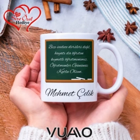 Öğretmenler Günü Hediyesi Kişiye Özel İsimli ve Sözlü Kupa Bardak