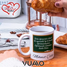 Öğretmenler Günü Hediyesi Kişiye Özel İsimli ve Sözlü Kupa Bardak