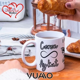 Siyah Beyaz 1903 Kartal Desenli Kişiye Özel İsim ve Fotoğraf Baskılı Hediyelik Kupa Bardak