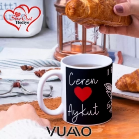 Siyah Beyaz 1903 Kartal Desenli Kişiye Özel İsim ve Fotoğraf Baskılı Hediyelik Kupa Bardak