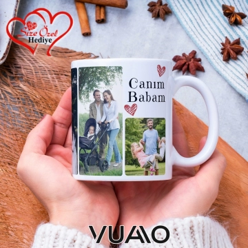 Babalar Gününe Özel İsimli ve Fotoğraflı Kupa Bardak