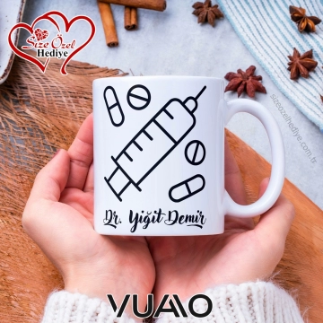 Doktora Özel İsim Yazılı Premium Kupa Bardak