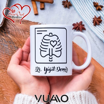 Doktorlara Özel Prestij Tasarımlı İsim Yazılı Premium Kupa Bardak