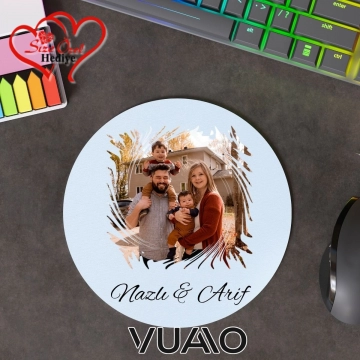 Kişiye Özel Fotoğraflı ve İsimli Yuvarlak Mouse Pad