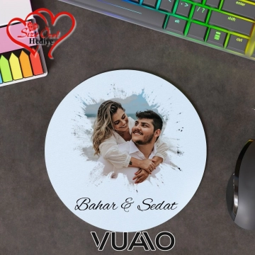 Kişiye Özel Fotoğraflı ve İsimli Yuvarlak Mouse Pad