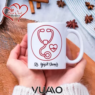 Kişiye Özel İsim Yazılı Doktor Tasarımlı Premium Kupa
