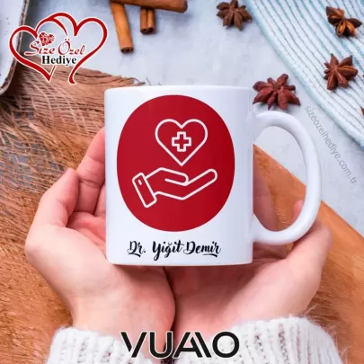 Kişiye Özel İsim Yazılı Doktor Tasarımlı Premium Kupa Bardak